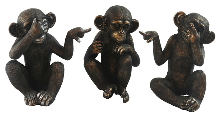 Set Of 3 Small Resin Monkeys - Click Image to Close
